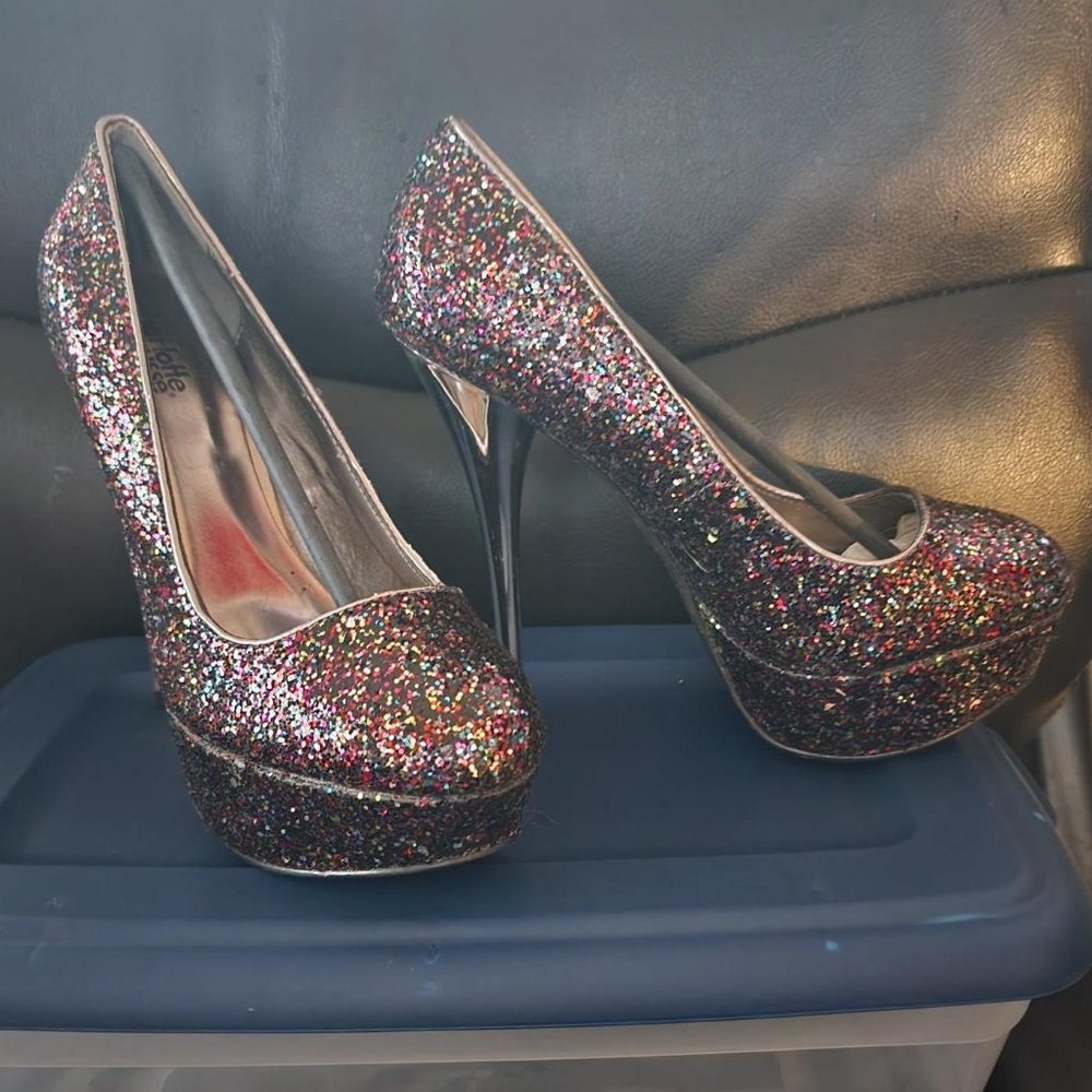 EUC Charlotte Russe Multi-Color Glitter Heels